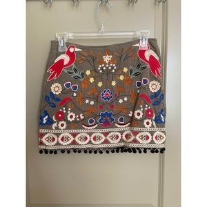 Altar’d State embroidered pompom skirt Size S